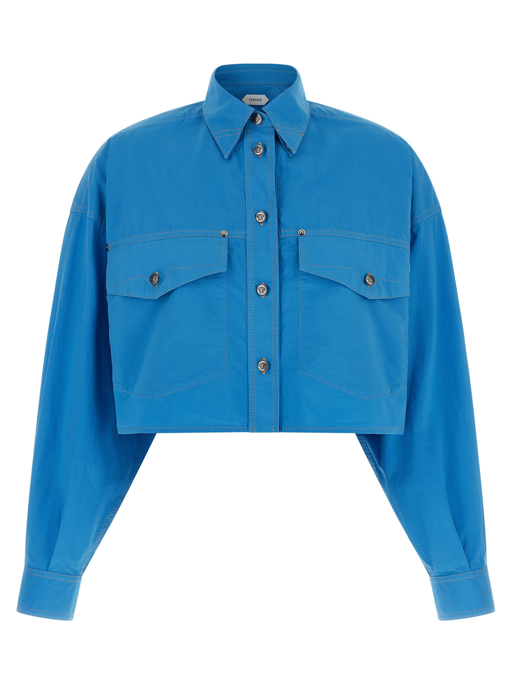 Versace Blue Cotton Blouse