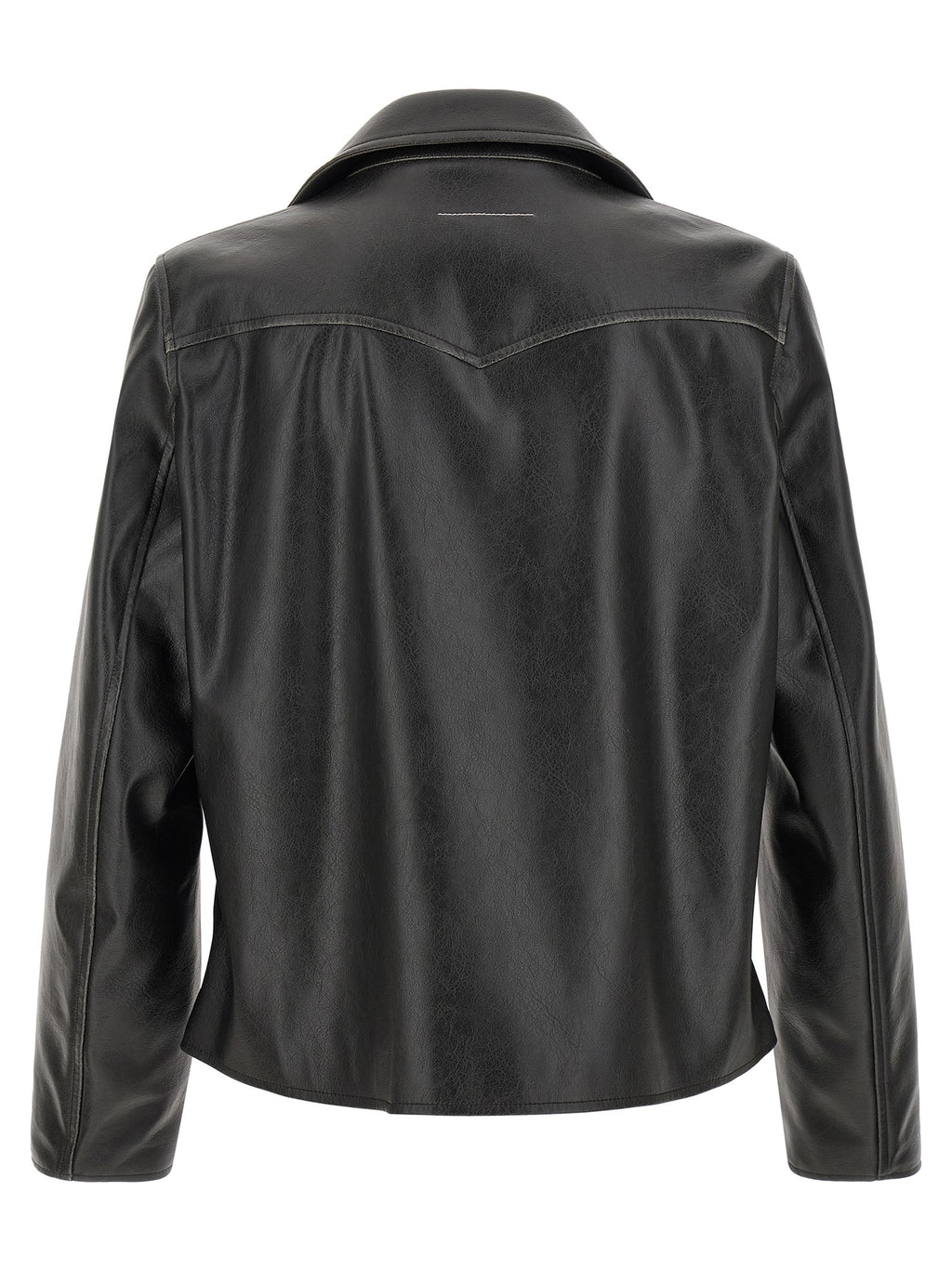 MM6 Maison Margiela Black Polyester Leather Jacket