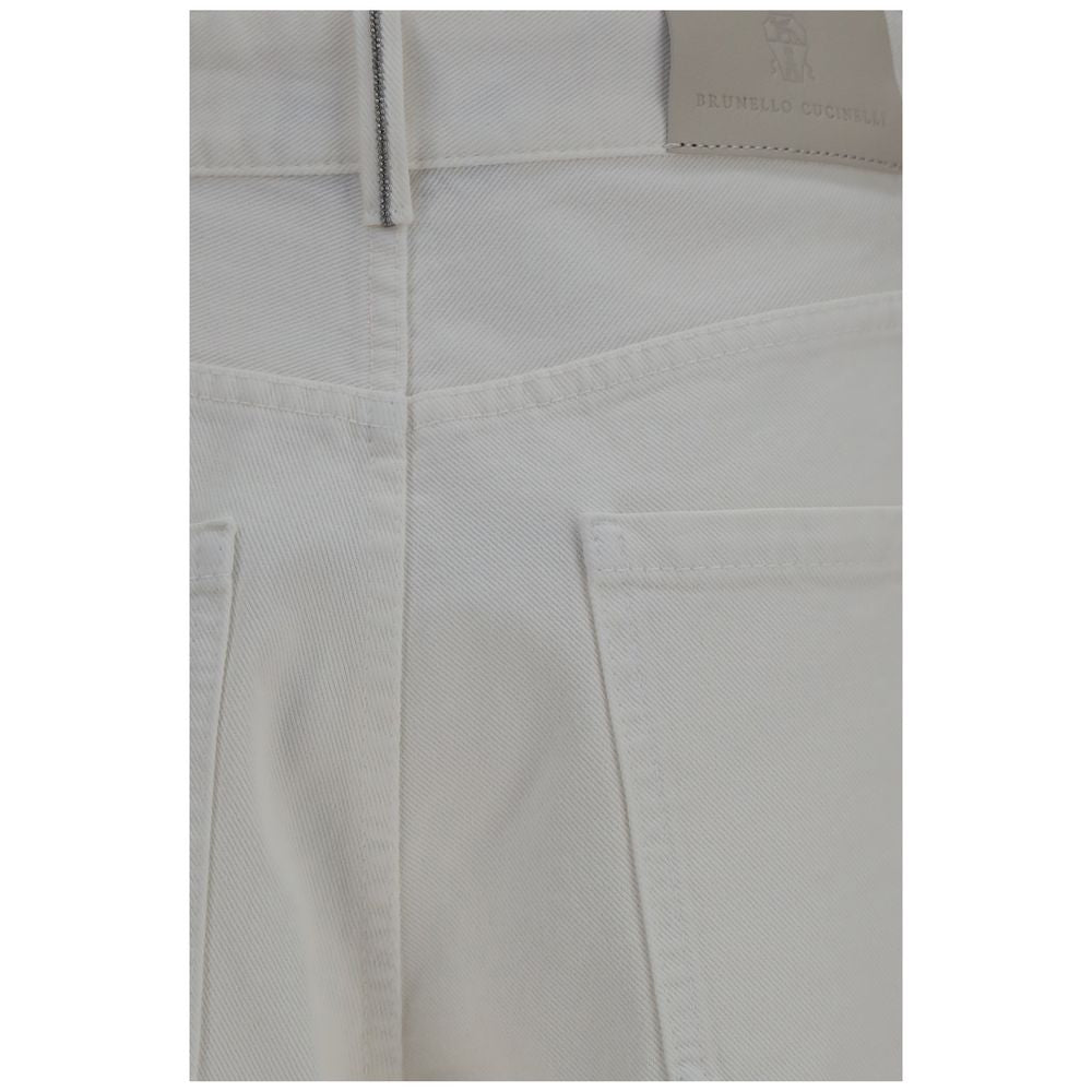 Brunello Cucinelli Pantalones Vaqueros de Algodón Beige