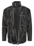 Rick Owens Black Bull Skin Leather Jacket