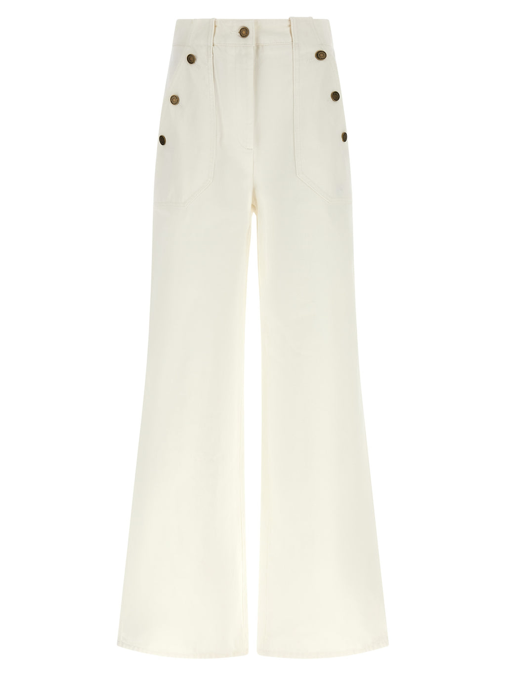 Max Mara White Cotton Flared Pants