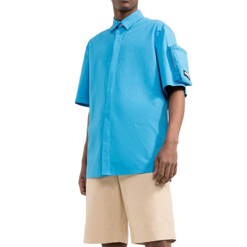 Camisa de manga corta de algodón azul Ambush