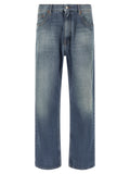 Pantalones rectos de mezclilla de algodón azules de MM6 Maison Margiela