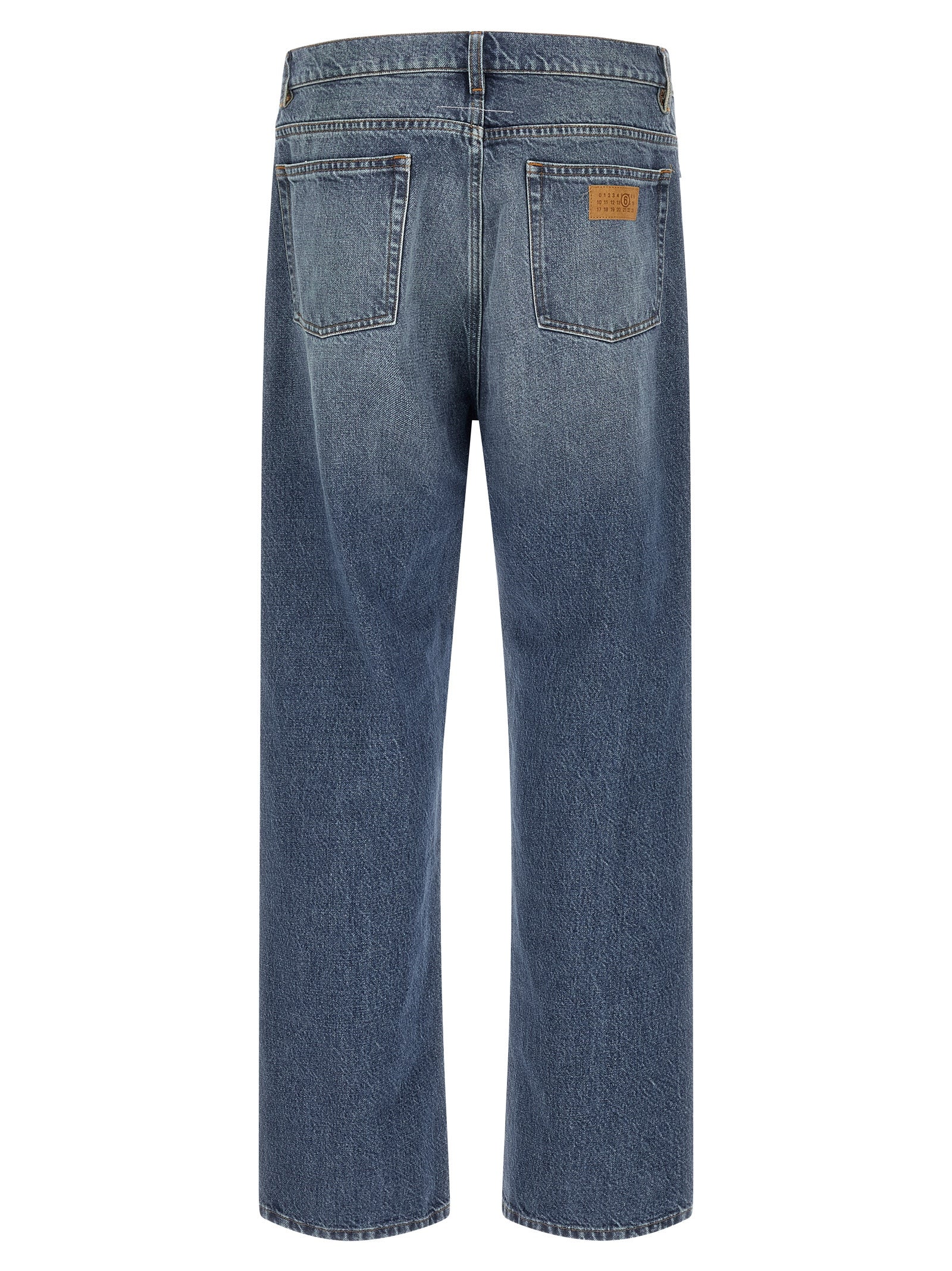 Pantalones rectos de mezclilla de algodón azules de MM6 Maison Margiela