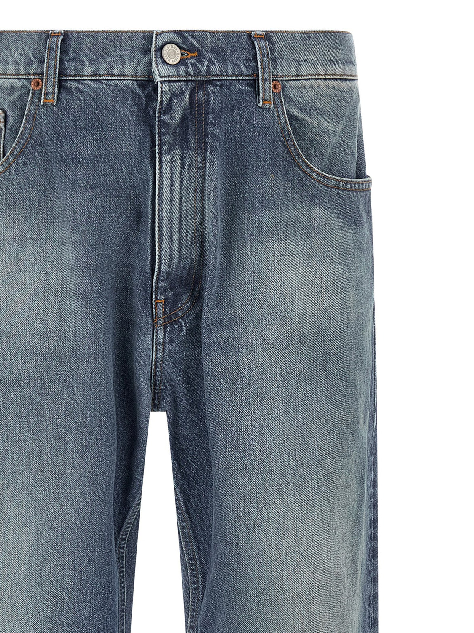 Pantalones rectos de mezclilla de algodón azules de MM6 Maison Margiela
