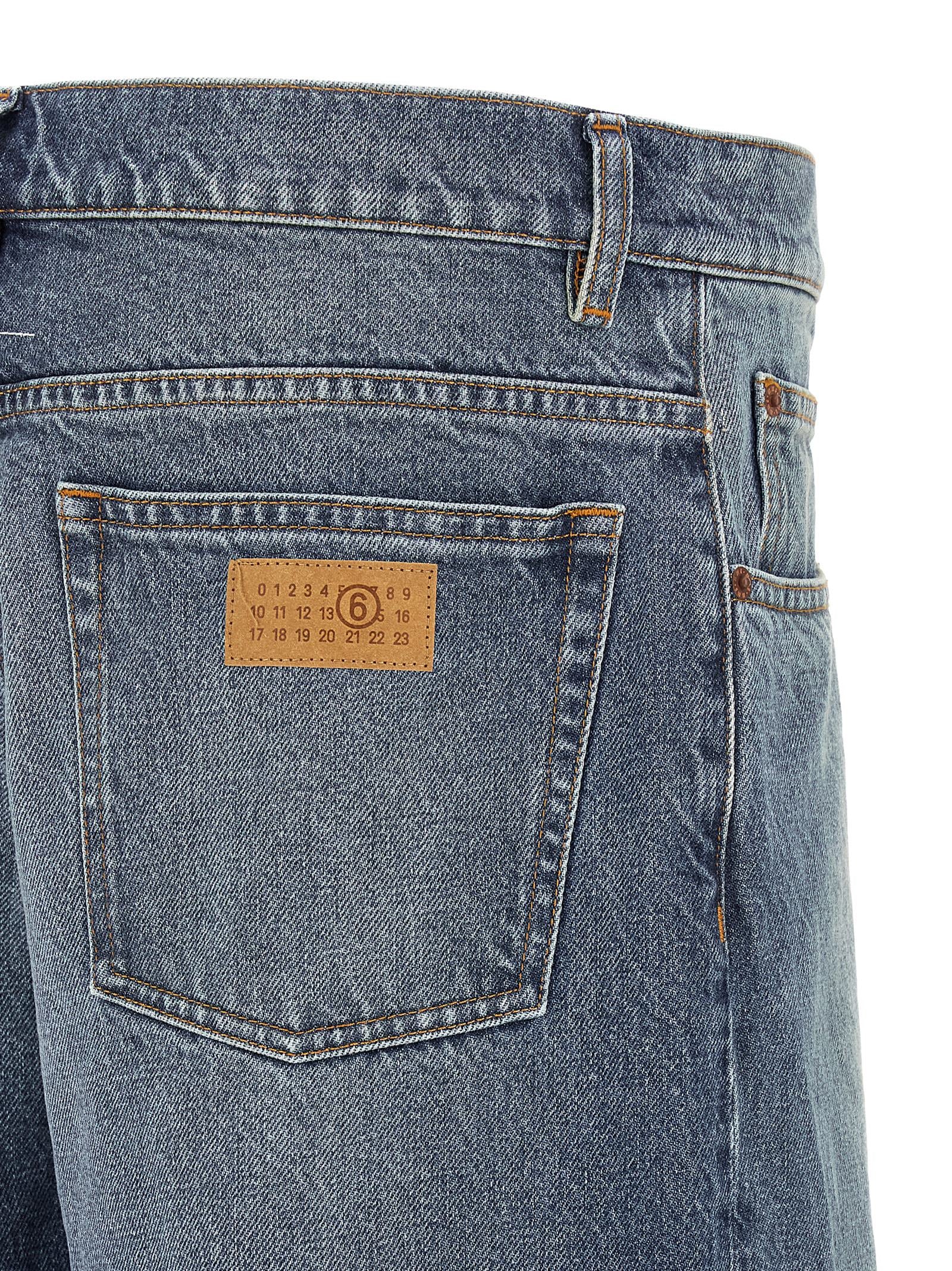 Pantalones rectos de mezclilla de algodón azules de MM6 Maison Margiela