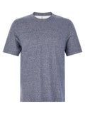 Camiseta de lino azul Brunello Cucinelli