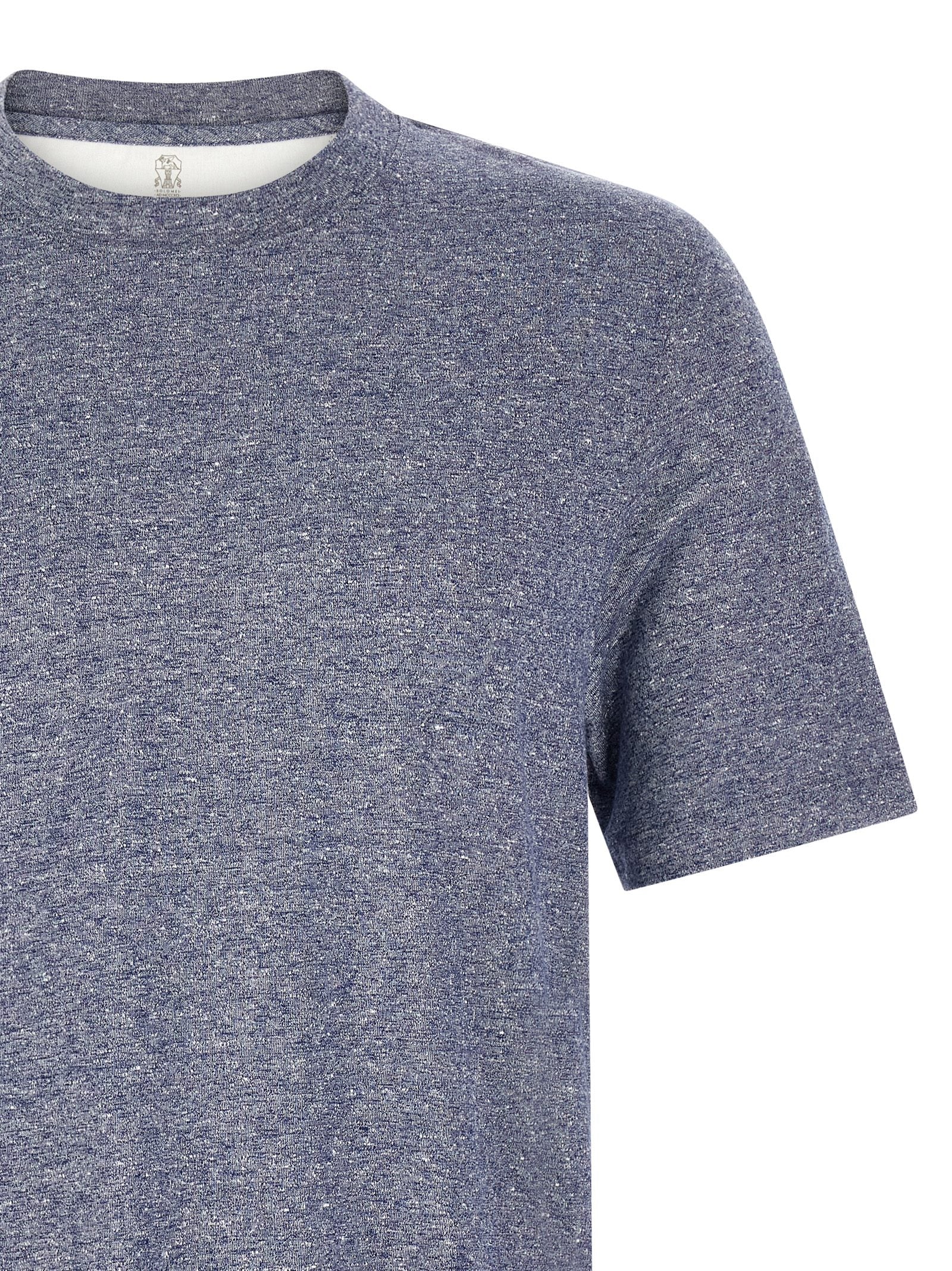 Camiseta de lino azul Brunello Cucinelli