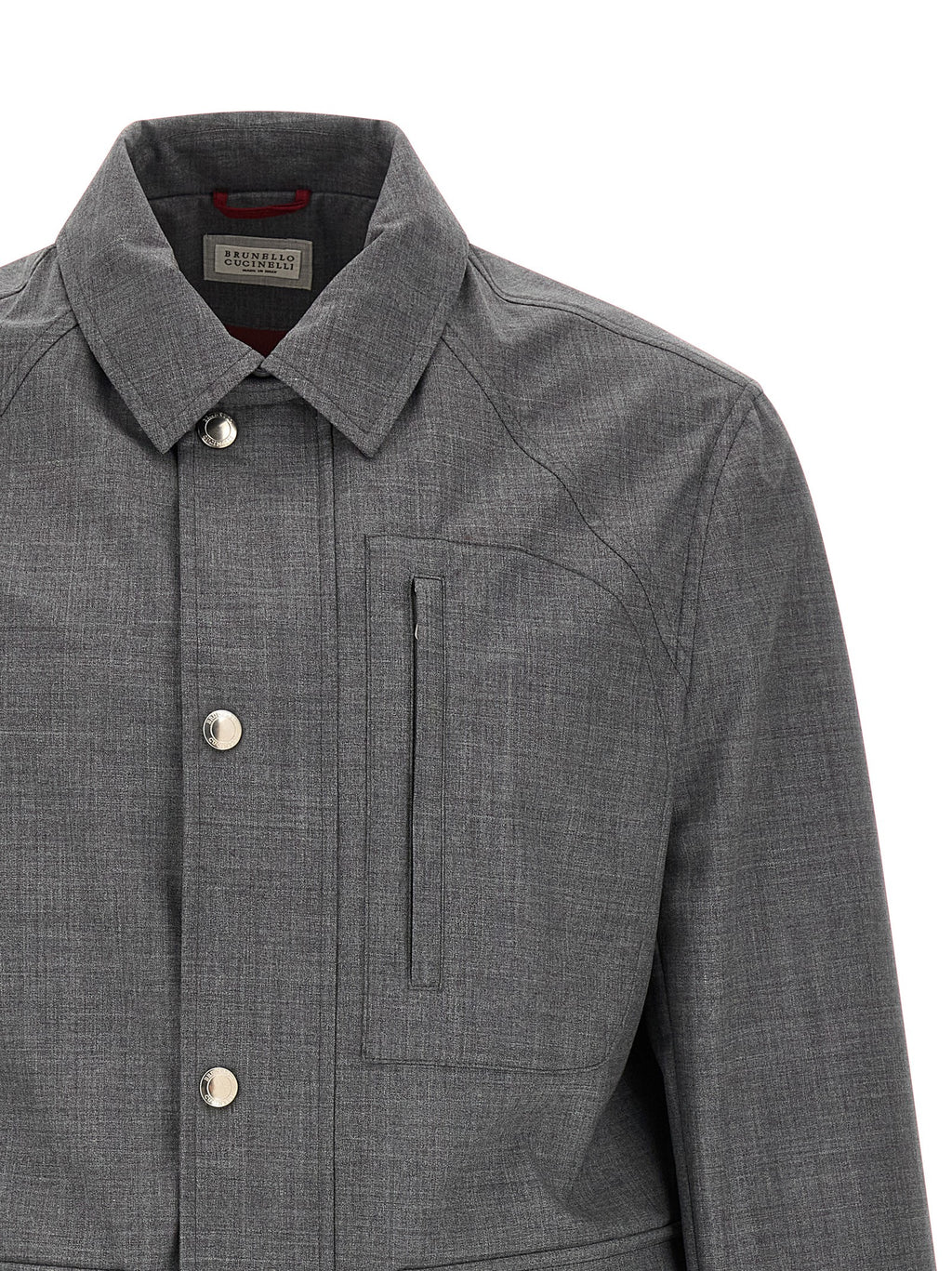 Brunello Cucinelli Gray Virgin Wool Full-Length Jacket