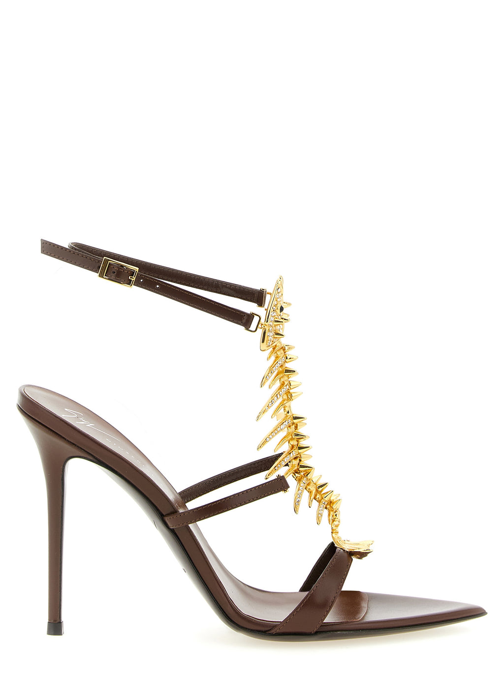 Giuseppe Zanotti Brown Lamb Leather Stiletto Heel Sandals