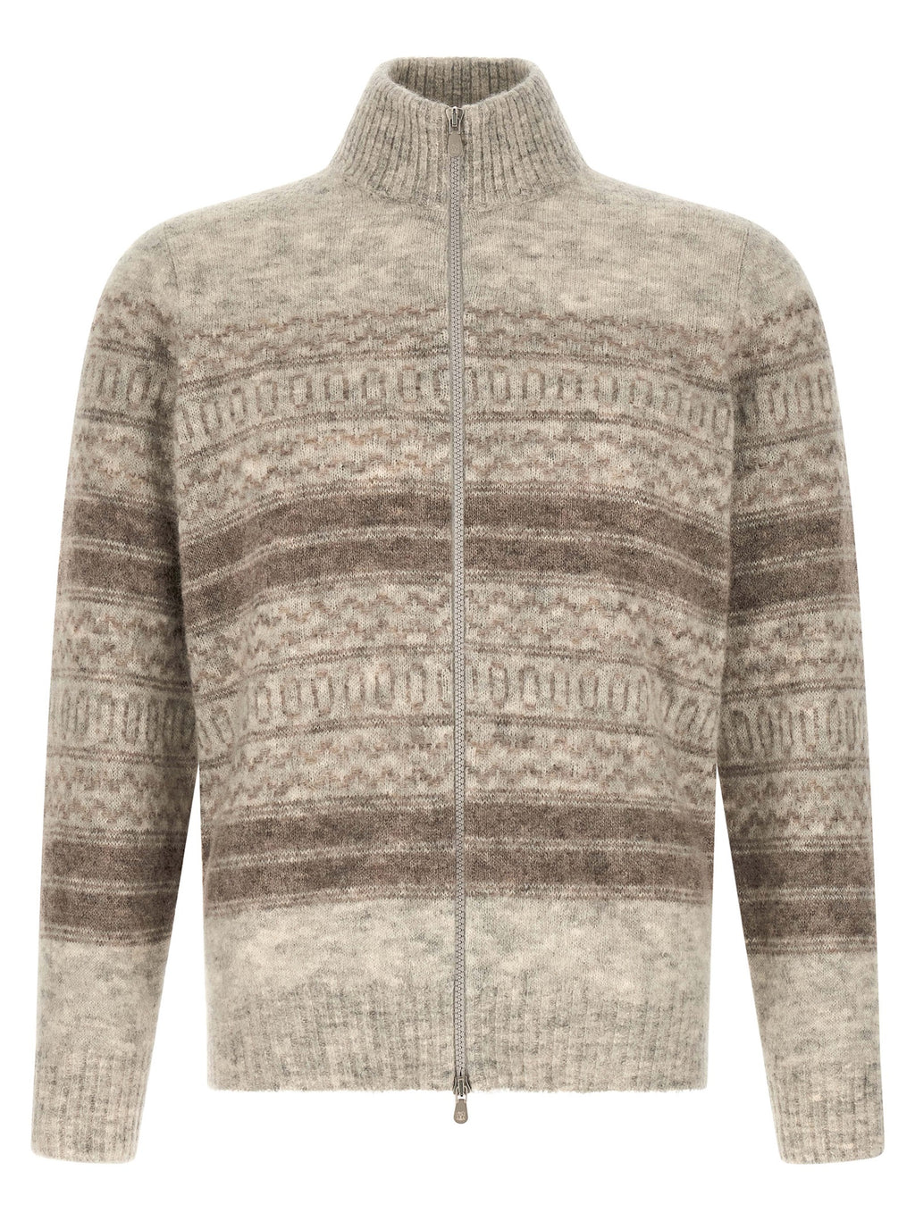 Brunello Cucinelli Beige Alpaca Leather Cardigan
