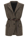 Brunello Cucinelli Brown Virgin Wool Sleeveless Jacket