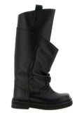 Bota mosquetera Attico de piel de becerro negra