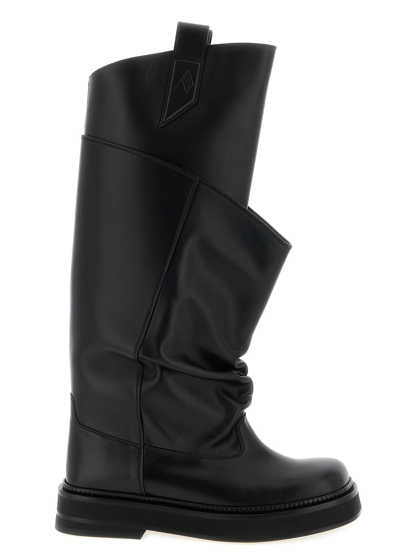 Bota mosquetera Attico de piel de becerro negra
