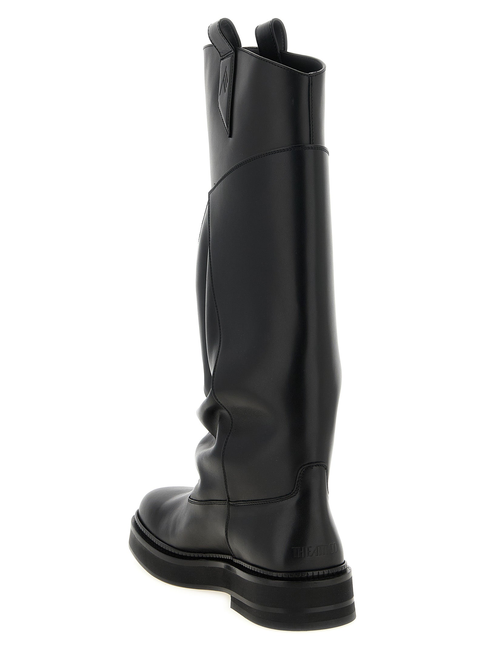 Bota mosquetera Attico de piel de becerro negra