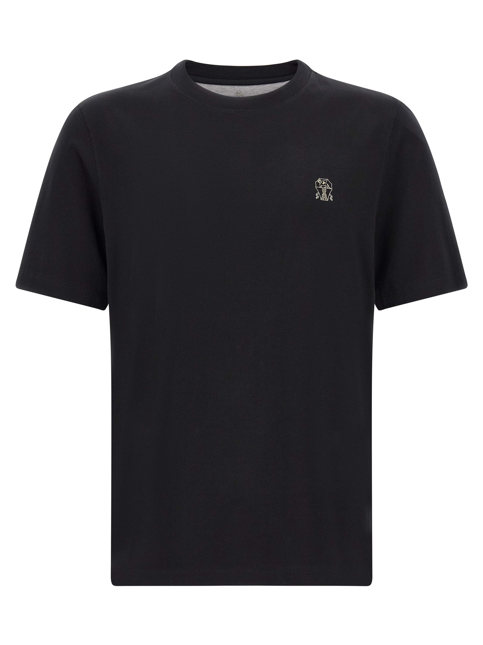 Camiseta de algodón negra Brunello Cucinelli