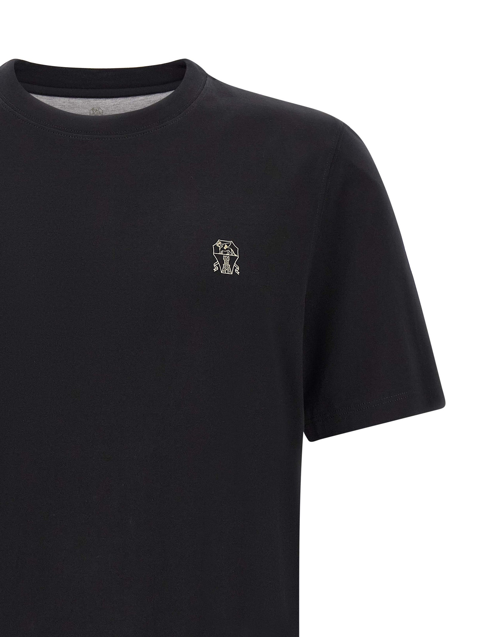 Camiseta de algodón negra Brunello Cucinelli