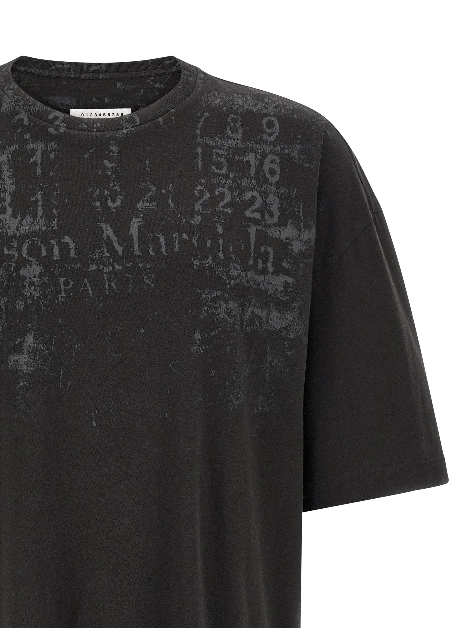 Camiseta de manga larga de algodón negro Maison Margiela
