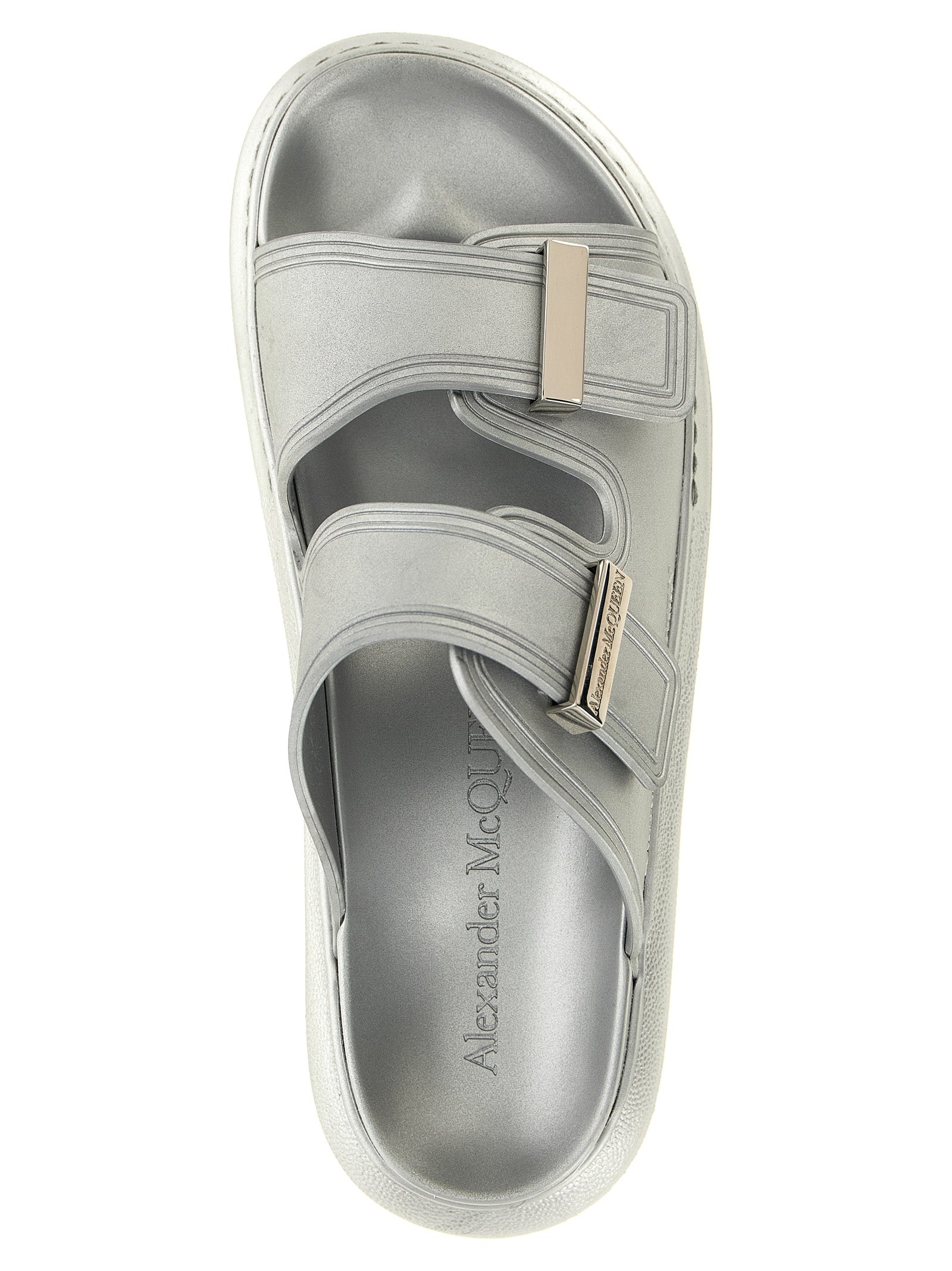 Chanclas de goma plateadas Alexander McQueen