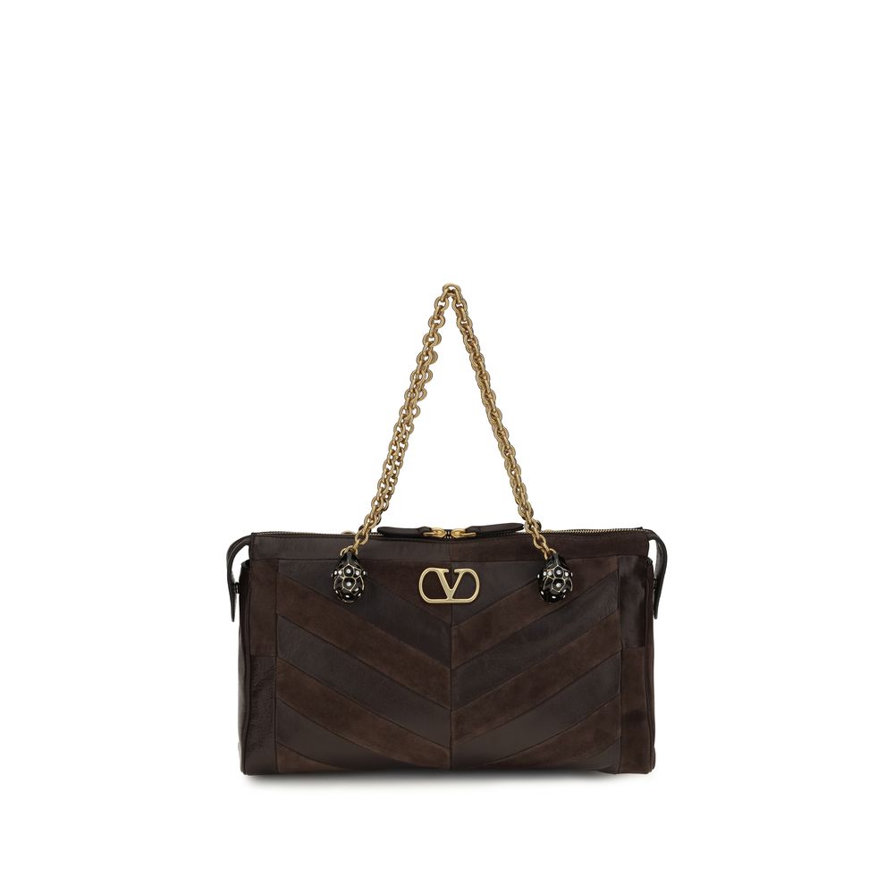 Bolso de hombro Valentino Garavani de piel de becerro marrón Bos Taurus