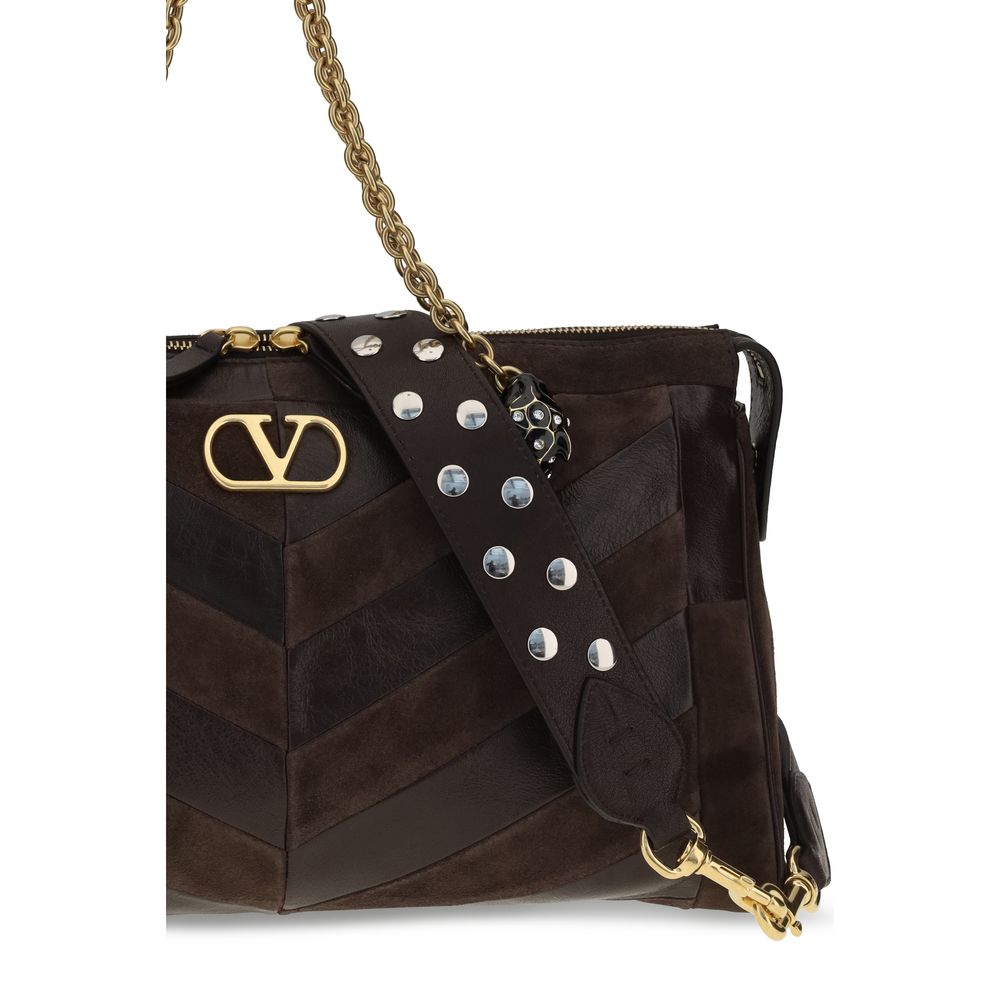 Bolso de hombro Valentino Garavani de piel de becerro marrón Bos Taurus