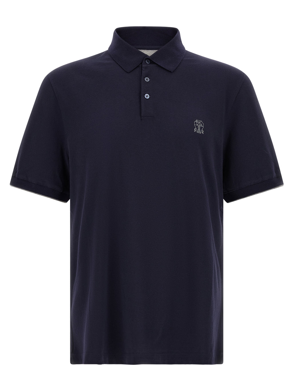 Polo azul de algodón de Brunello Cucinelli