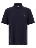 Polo azul de algodón de Brunello Cucinelli