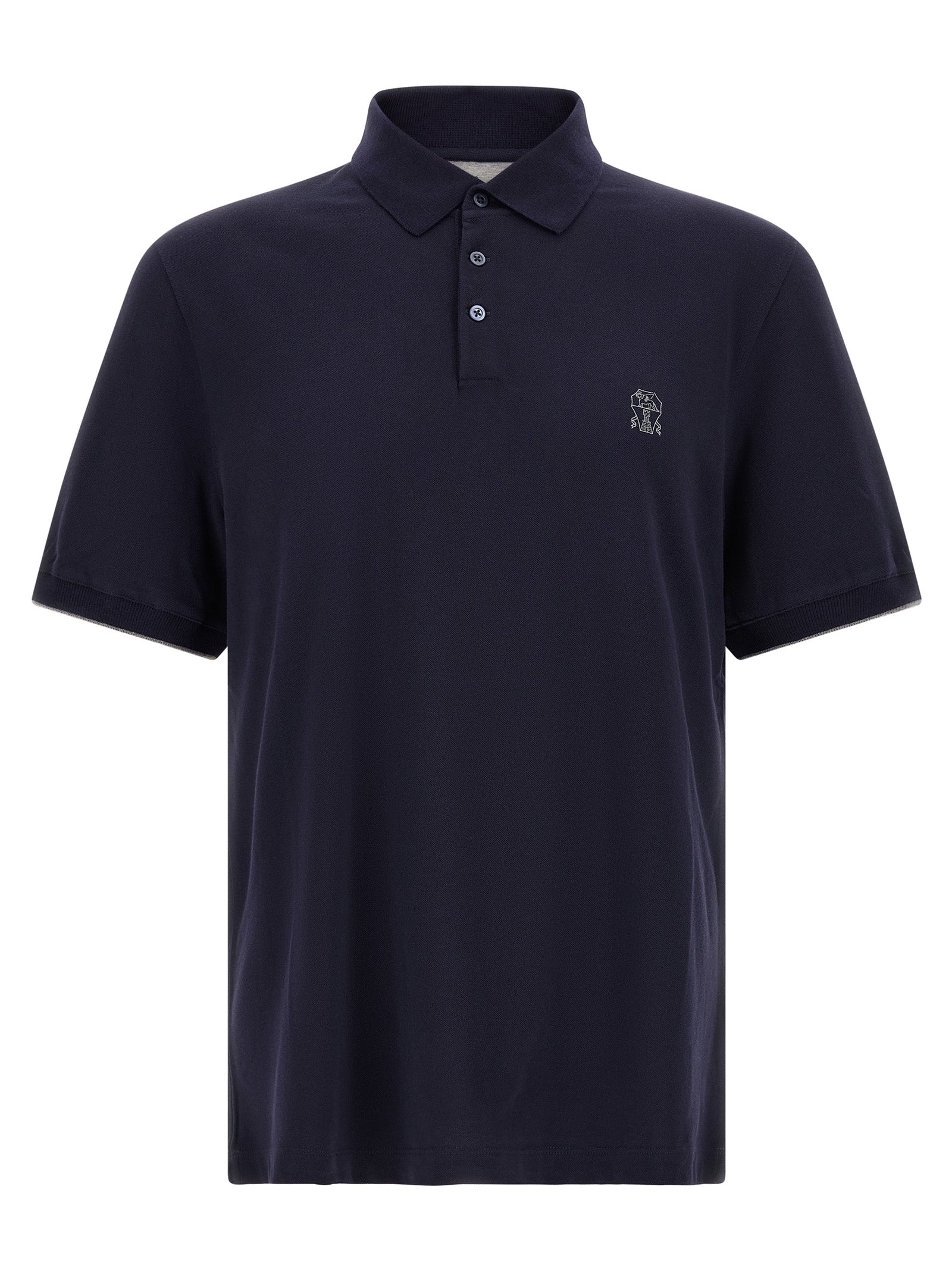 Polo azul de algodón de Brunello Cucinelli