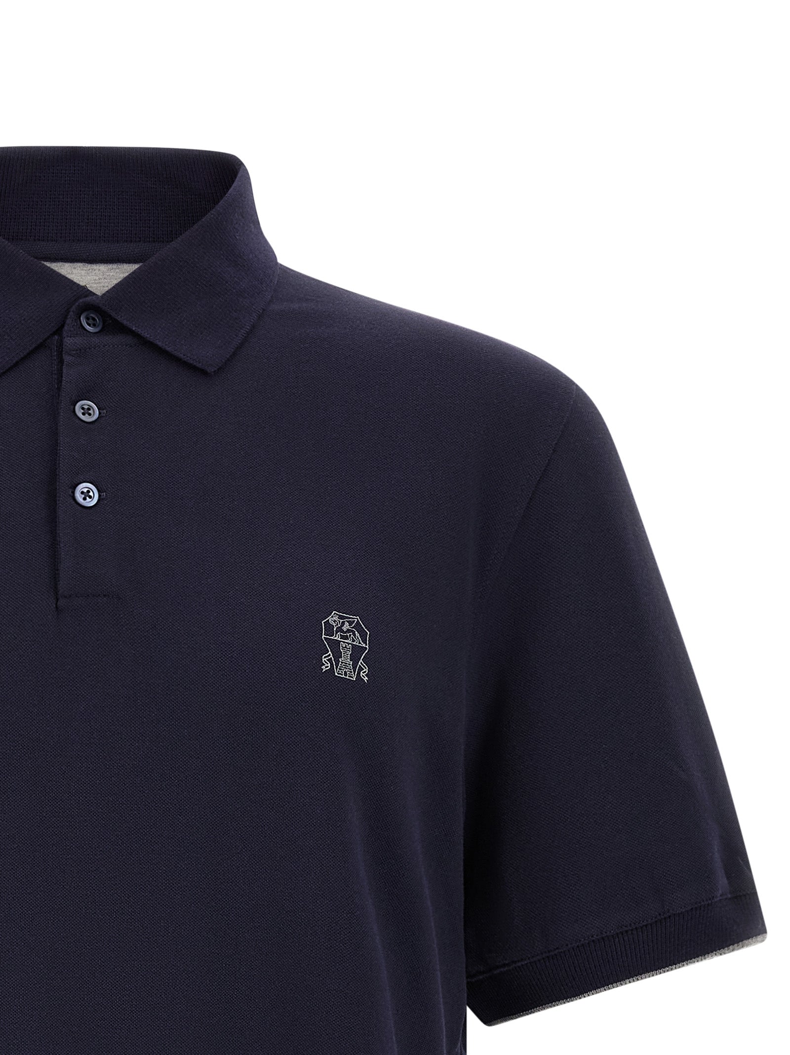 Polo azul de algodón de Brunello Cucinelli