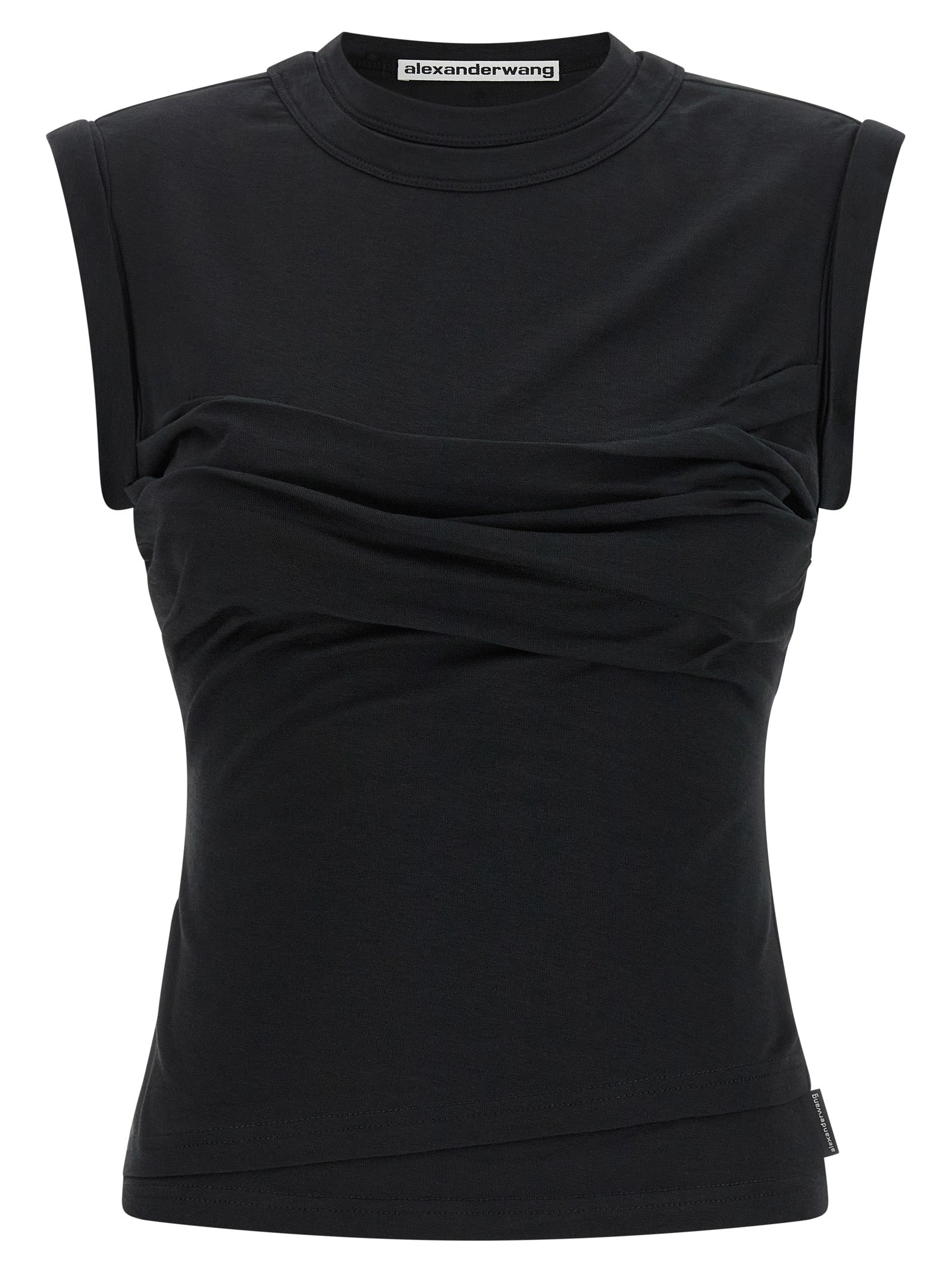 Camiseta sin mangas de algodón negra Alexander Wang