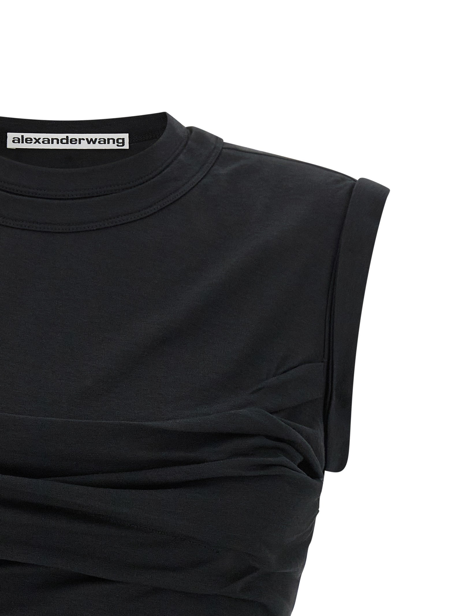 Camiseta sin mangas de algodón negra Alexander Wang