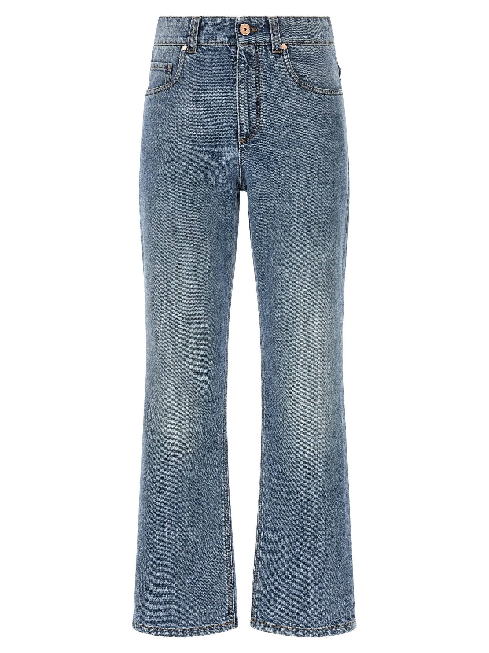 Brunello Cucinelli Blue Cotton Cropped Jeans