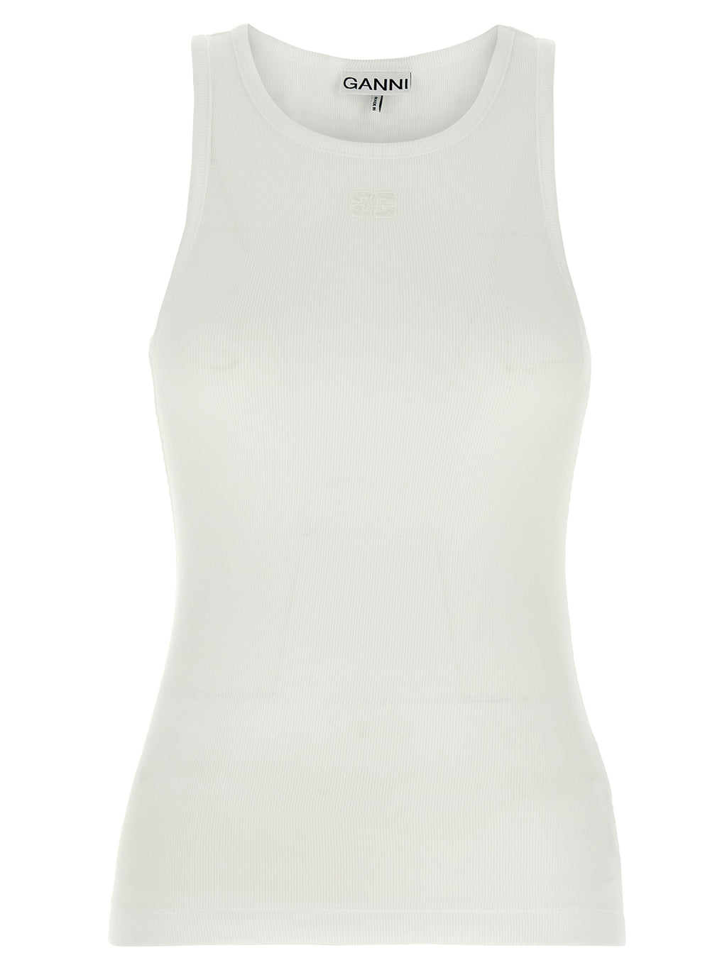 Ganni White Organic Cotton Sleeveles T-Shirt