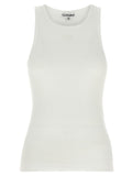 Ganni White Organic Cotton Sleeveles T-Shirt