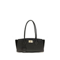 Ferragamo Black Calf Leather Bos Taurus Shoulder Bag