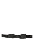 Dolce & Gabbana Men Black Silver Ribbed Adjustable Neck Papillon  Bow Tie
