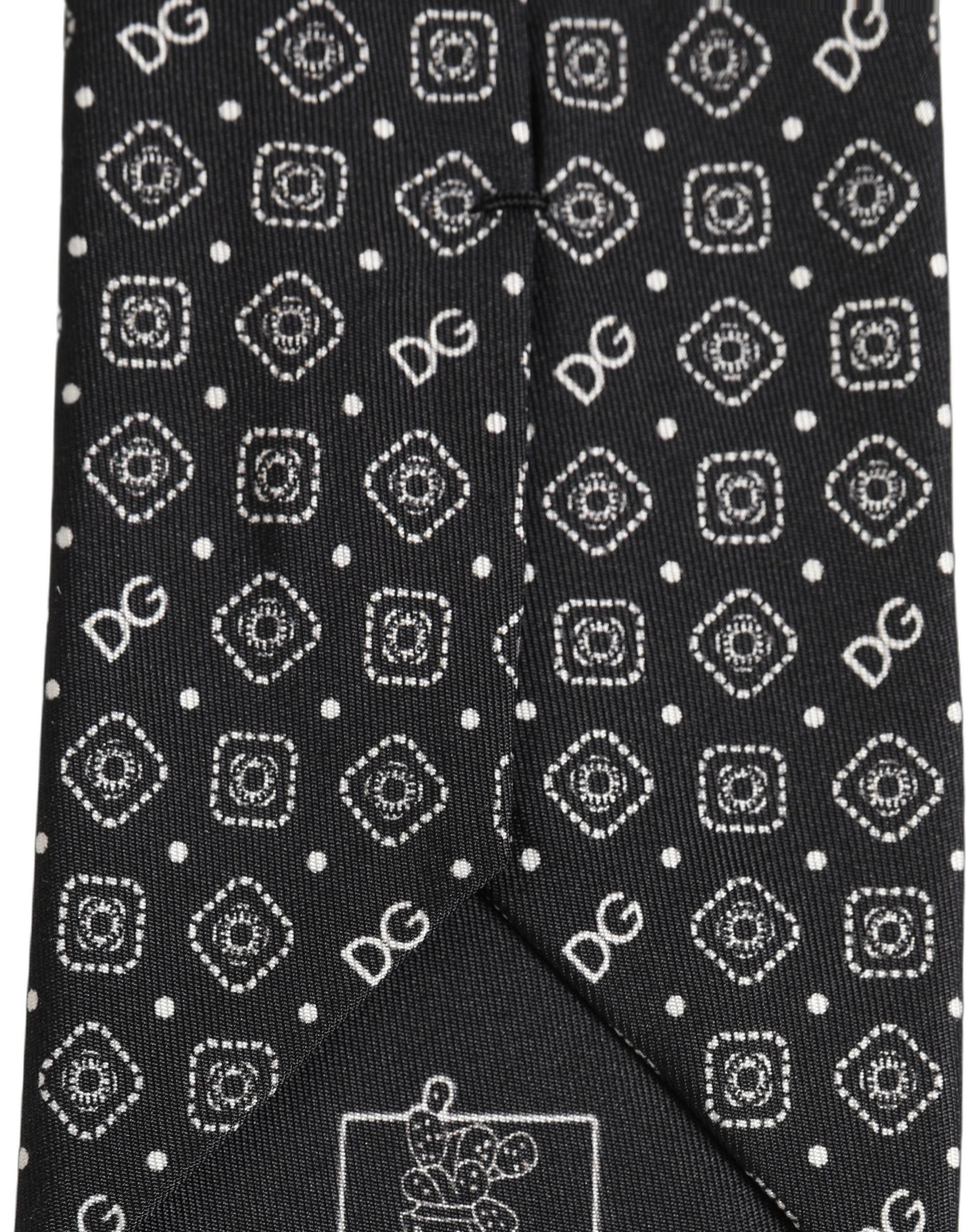 Dolce & Gabbana Men Black DG Logo 100% Silk Adjustable Tied Necktie Tie