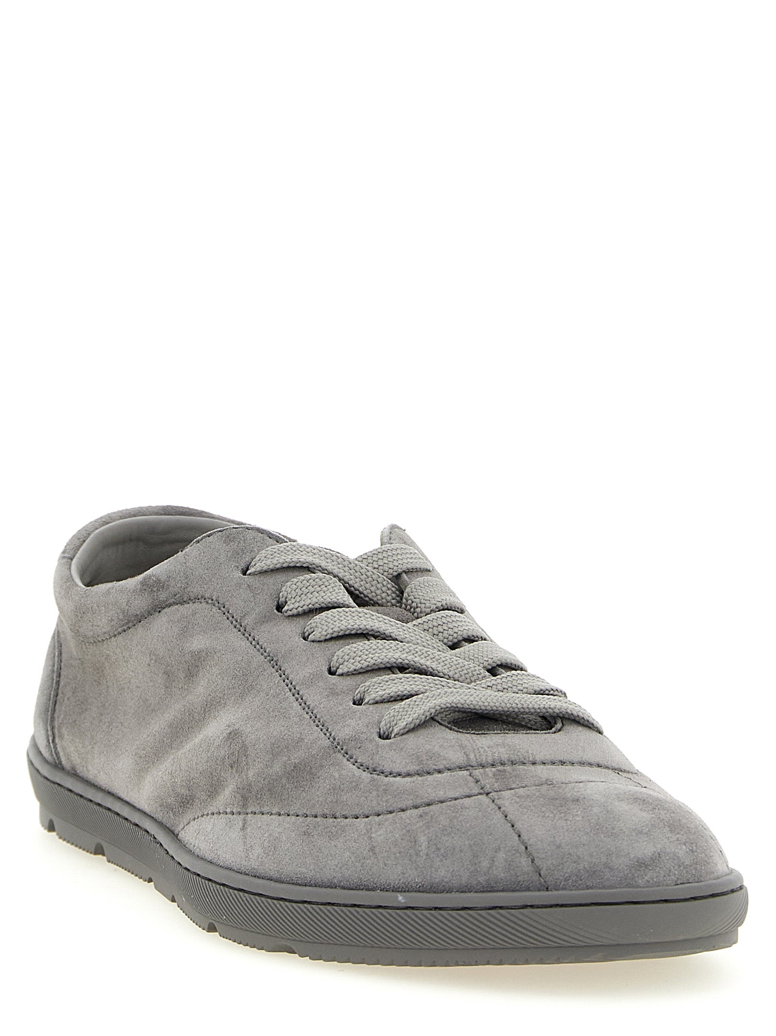 Brunello Cucinelli Gray Calfskin Low Top Sneakers