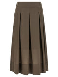 Peserico Brown Lycra Midi Skirt