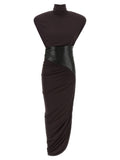 The Andamane Bordeaux Viscose Midi Dress