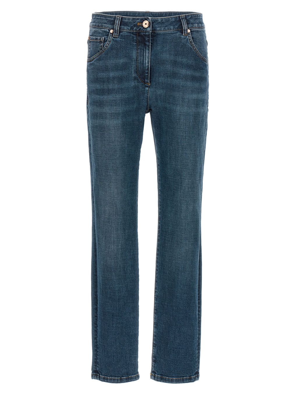 Jean droit Brunello Cucinelli en coton bleu
