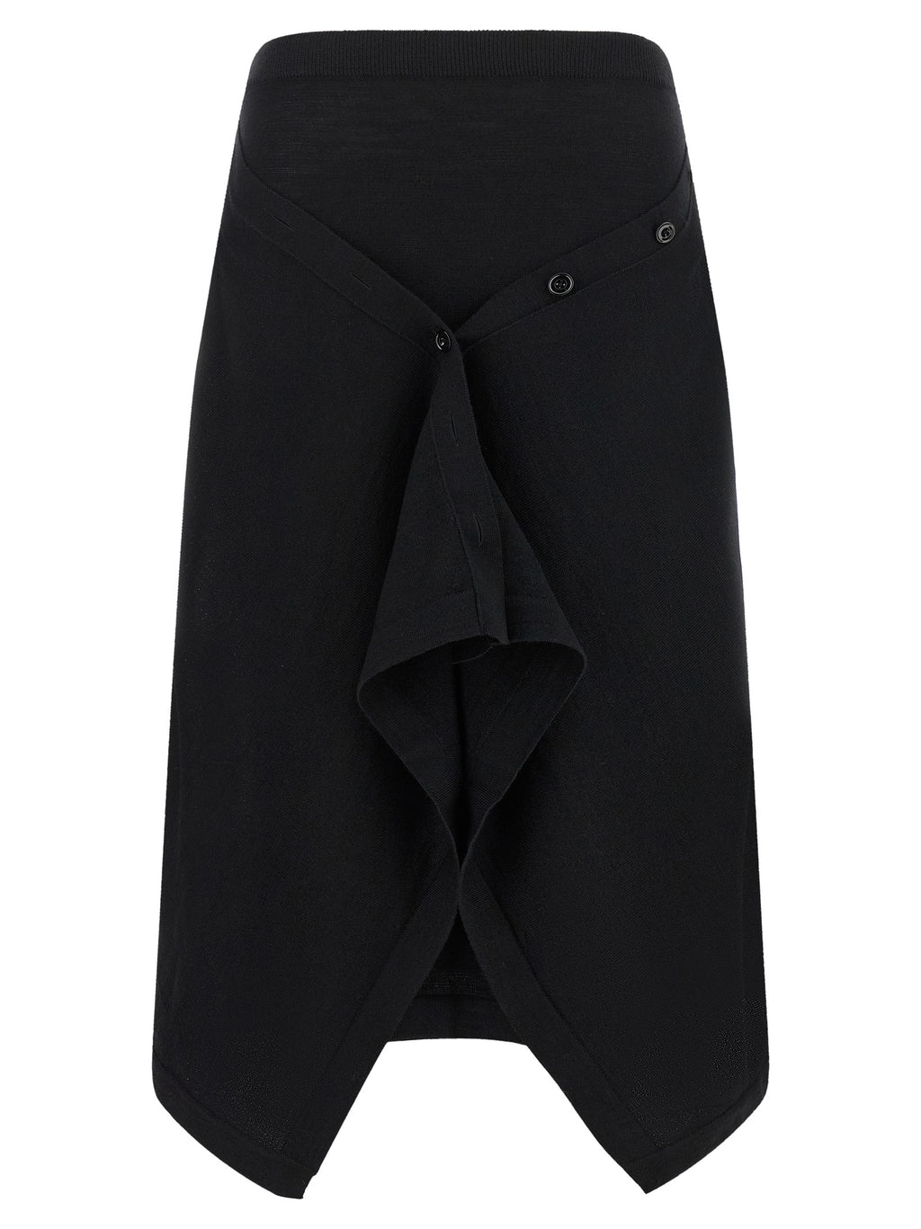 Lemaire Black Wool Midi Skirt