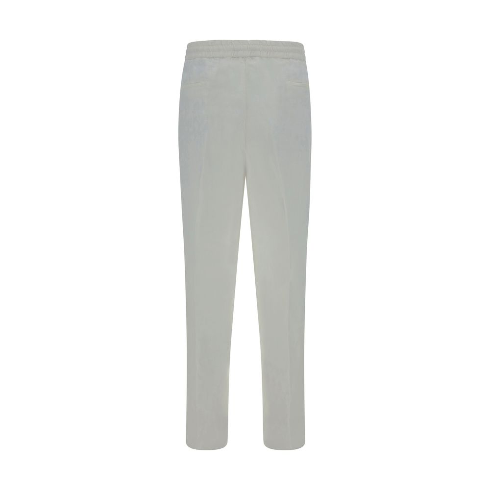 Pantalones casuales de lino blanco Brunello Cucinelli