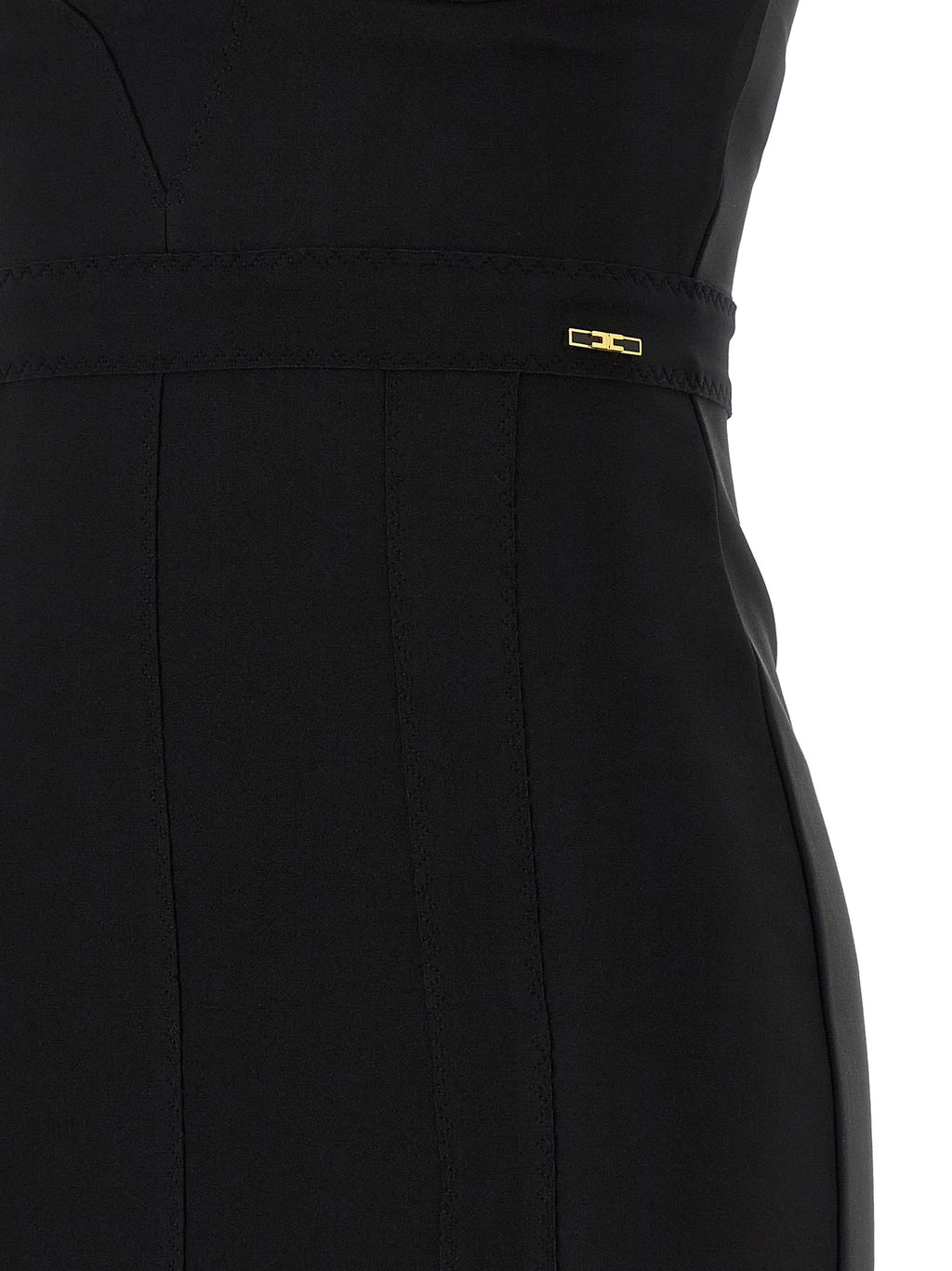 Elisabetta Franchi Black Polyamide Midi Dress