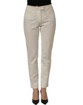 Peserico Off White MidWaist Tapered Women Chino Trouser Pants