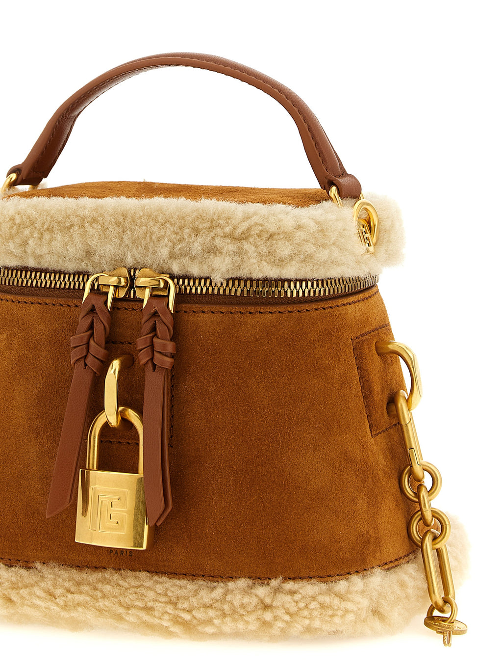 Bolso de mano Balmain de piel de becerro marrón