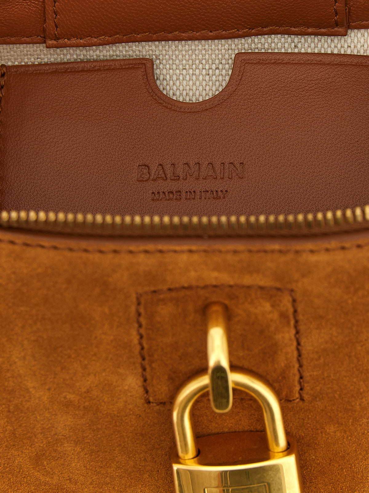 Bolso de mano Balmain de piel de becerro marrón