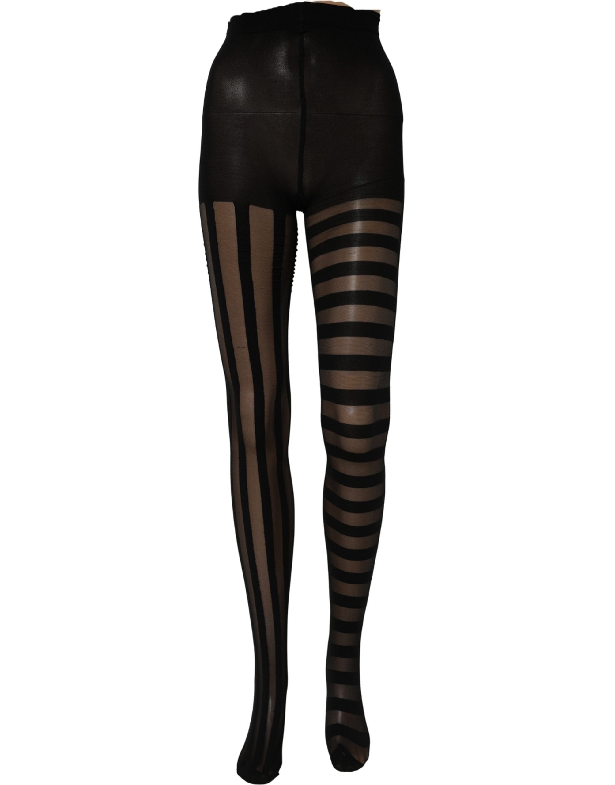 Dolce & Gabbana Black Stripes Tights Stockings Pantyhose Socks