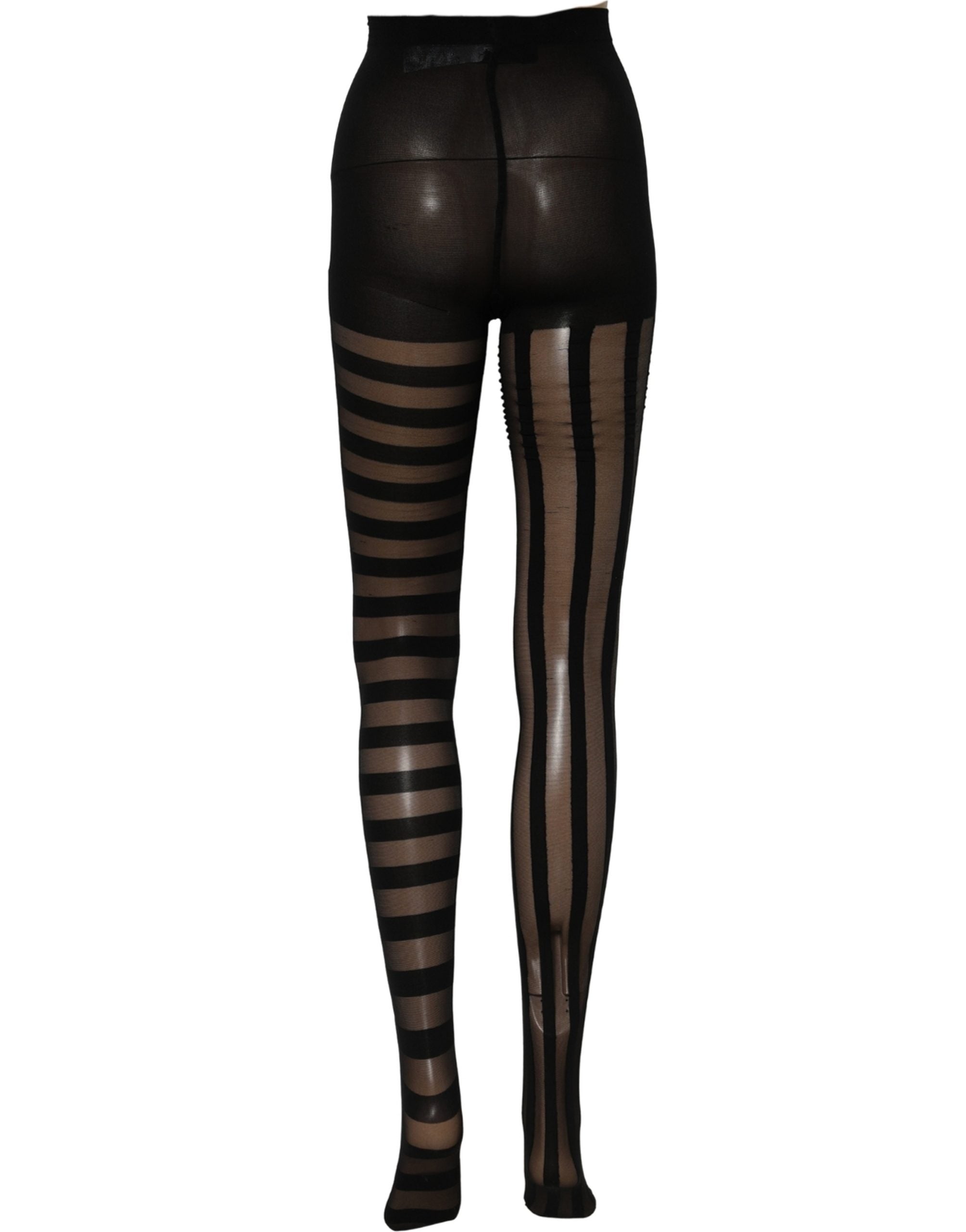 Dolce & Gabbana Black Stripes Tights Stockings Pantyhose Socks