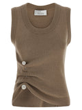 Giuseppe Di Morabito Beige Virgin Wool Sleeveles T-Shirt